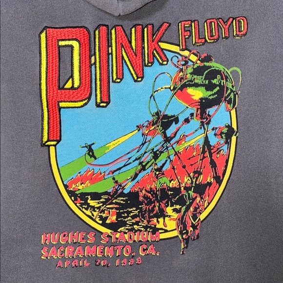 Vintage Pink Floyd Graphic Men's Hoodie Small Embroidered  Black Marine Layer - Picture 2 of 8